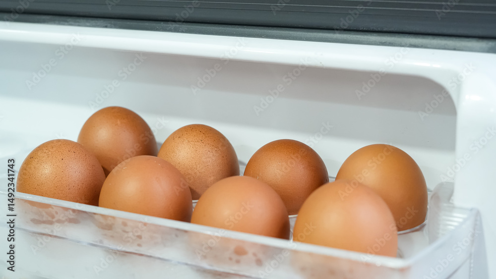 Organic eggs are in the fridge
Organic eggs are in the fridge