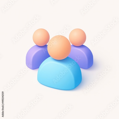3D Group Icon Representing Teamwork and Community
