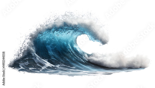 Fototapeta Naklejka Na Ścianę i Meble -  Majestic ocean wave isolated on a white background png ai generated