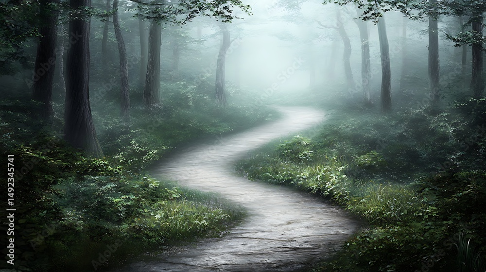 Obraz premium Misty forest path