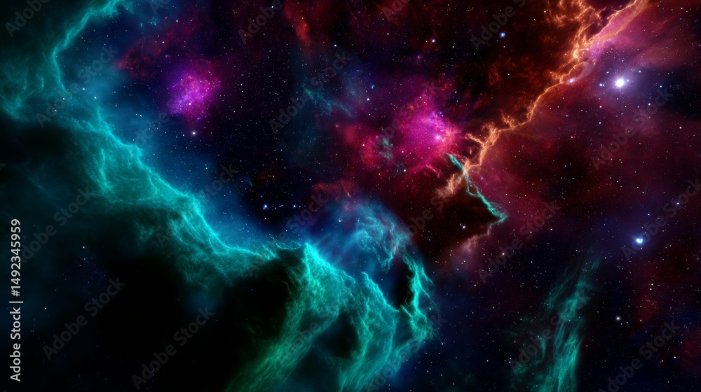 Naklejka premium Vibrant Cosmic Nebula in Deep Space