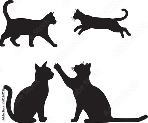 Playful Cat Silhouettes Collections - Dynamic Black Feline Poses 