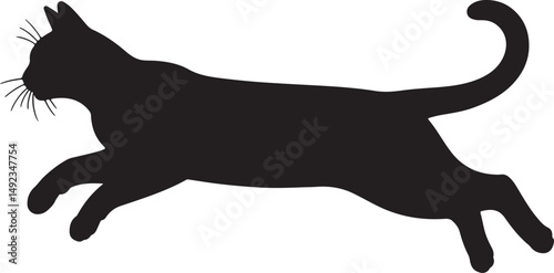 Black Cat Silhouette Vector Design Running,