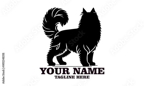 cat maine coon silhouette vector illustration, cat maine coon logo icon and cat maine coon cute vector design