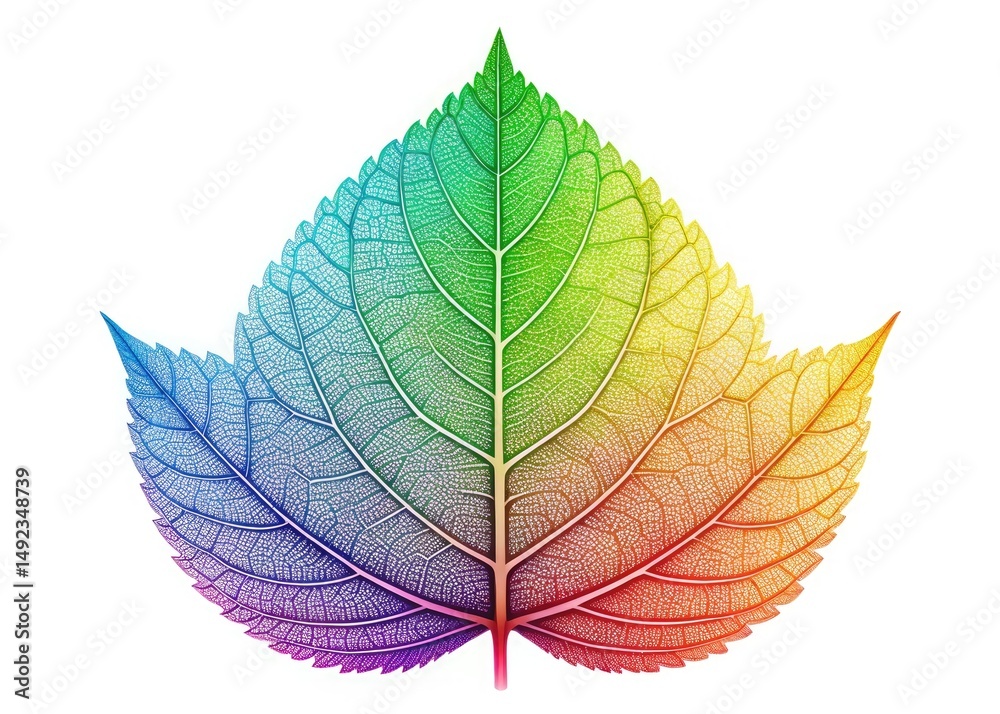 Obraz premium Rainbow Colored Leaf Detailed Illustration