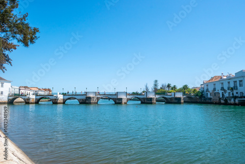 Ancient (Roman) bridge of Tavira over the Gilão river, PORTUGAL