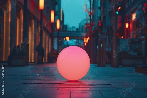 Luminous Pastel Sphere Lamp Illuminates City Night Scene Varient 3