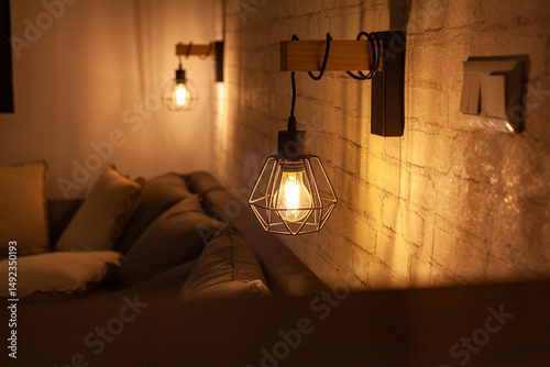 lamp in the dark room