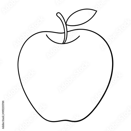Apple outline vector for food, health, and educational projects