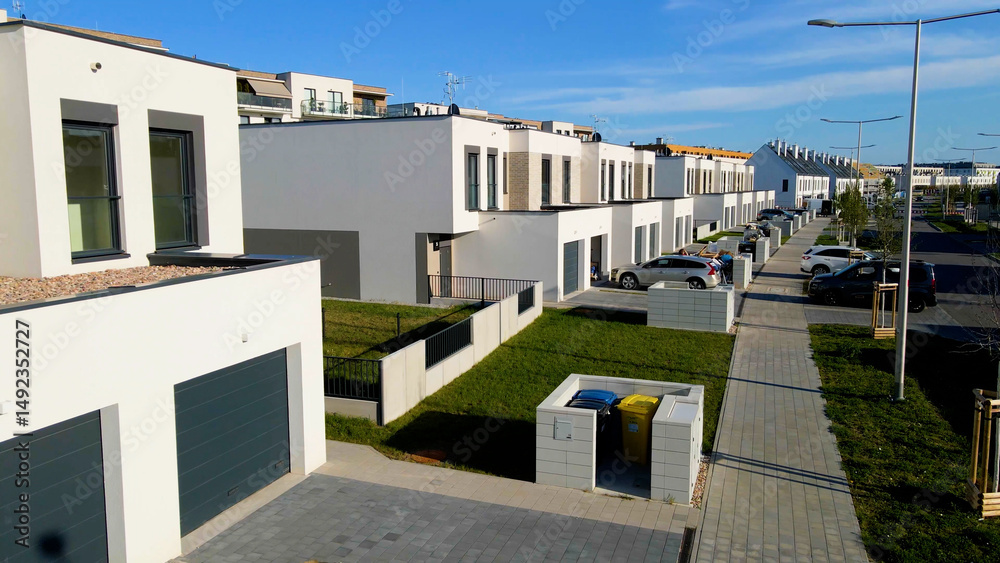 Fototapeta premium Modern area houses streets townhouse nature city
