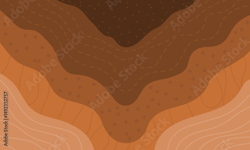 Abstract curvy brown soil layers. Sedimentary deposition	
