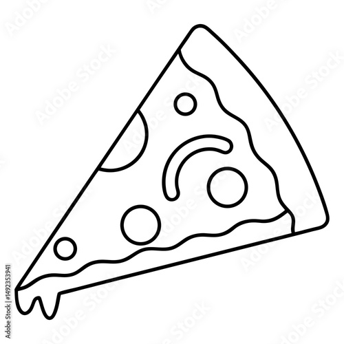 Pizza slice outline vector for food design and restaurant branding