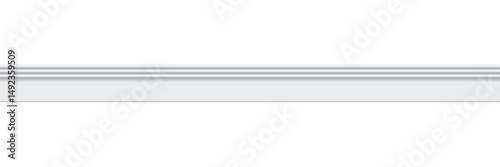 Decorative white horizontal stripe moulding baseboard in empty modern room interior detail trim wall panel design stock