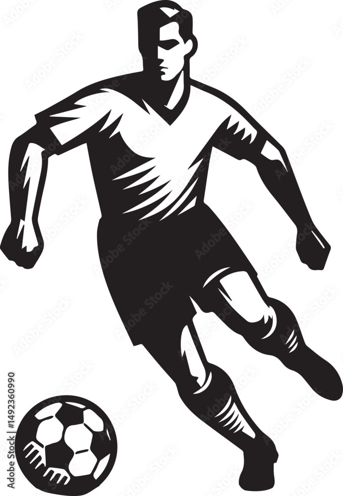 Naklejka premium Dynamic Football Player Illustrations in Bold Graphic Style