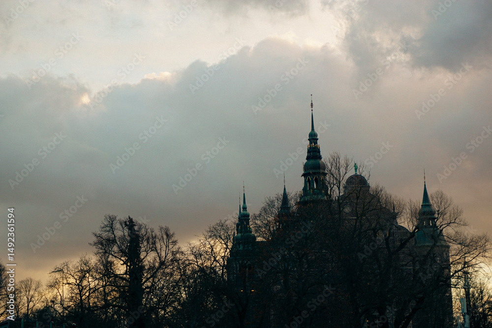 Naklejka premium Low angle view of famous building