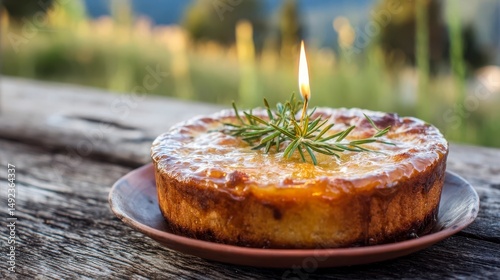 Traditional Slovenian potica cake with honey glaze and rosemary, celebrating national heritage and warmth.