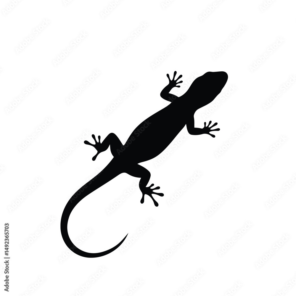 Naklejka premium Black lizard silhouette isolated on white background. Lizard icon vector illustration design.