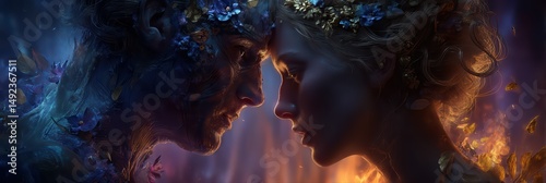 Fantasy Couple in Dreamlike Celestial Scene is a professional-grade stock image suitable for editorial use, social storytelling, cultural representation, and marketing visuals.