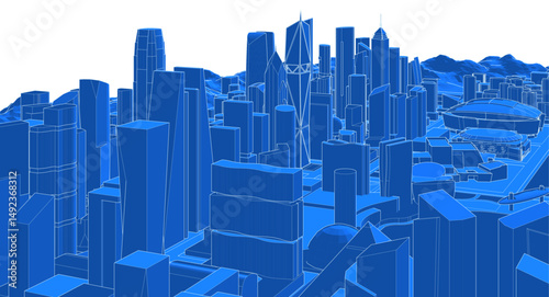 modern city panorama 3d illustration