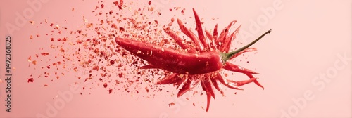 Cluster of Chilies Shattering in Motion Blur is a professional-grade stock image suitable for editorial use, social storytelling, cultural representation, and marketing visuals.