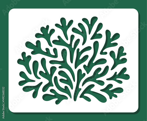 Stencil bush. Template for drawing a round plant with branches, leaves. Theme nature. Layout for plotter laser cutting of paper, fretwork, wood carving, metal engraving, cnc. Vector illustration.