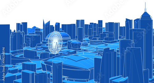 modern city panorama 3d illustration