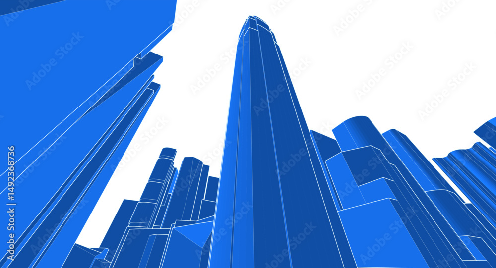 Naklejka premium modern city panorama 3d illustration