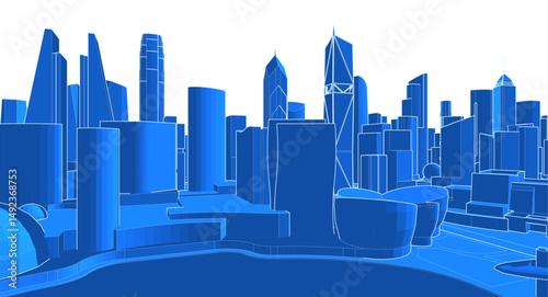 modern city panorama 3d illustration