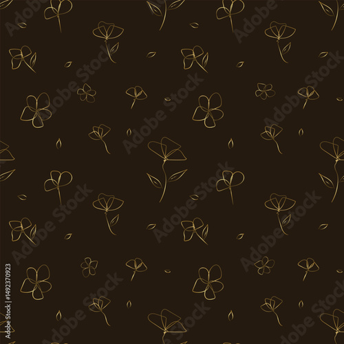 golden floral seamless pattern