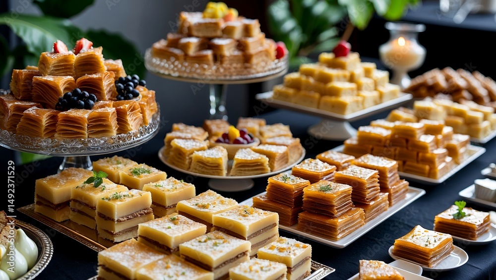 Fototapeta premium A colorful array of baklava desserts on display