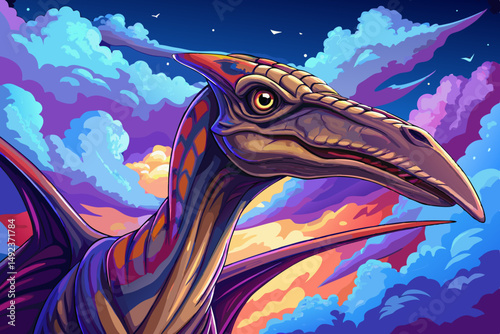 Portrait of Pteranodon a reptile that lived during the Late Cretaceous period