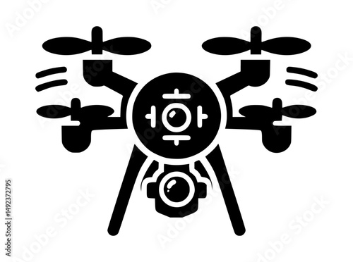 Drone Silhouette Icon Vector Logo Black on White