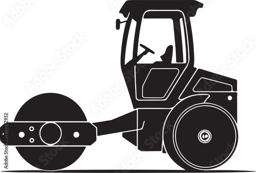 Road Roller Silhouette Vector Set