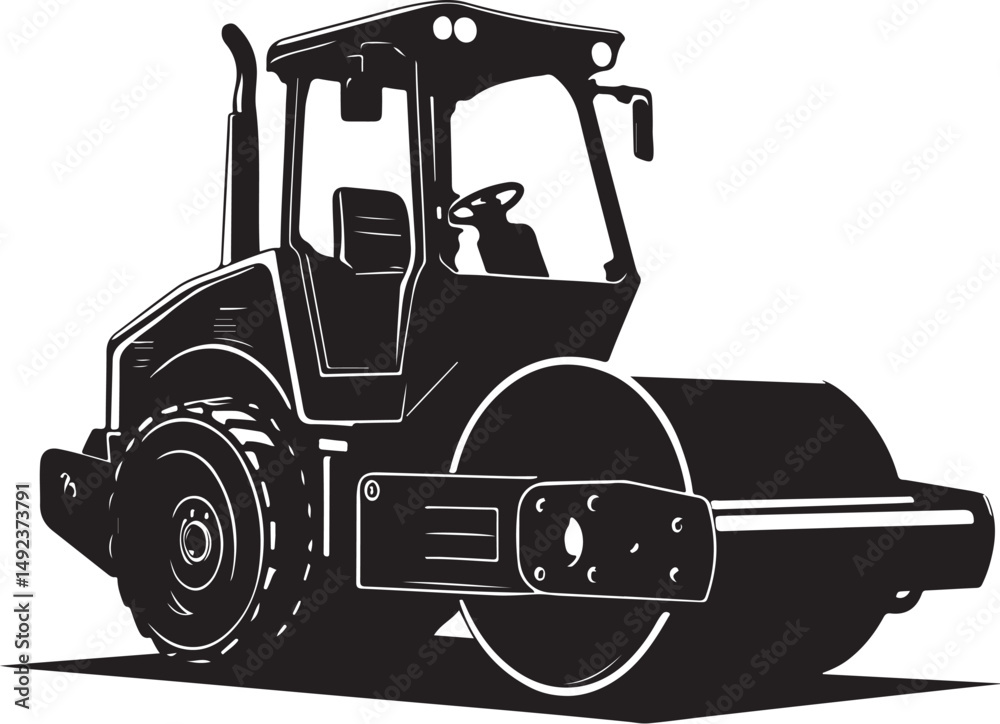 Naklejka premium Road Roller Silhouette Vector Set