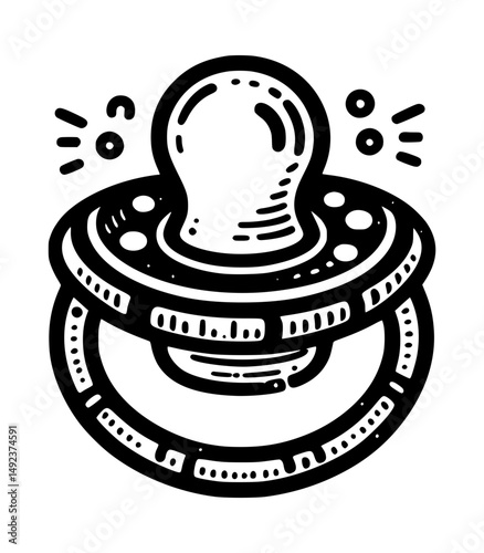 Pacifier Icon Black and White Vector