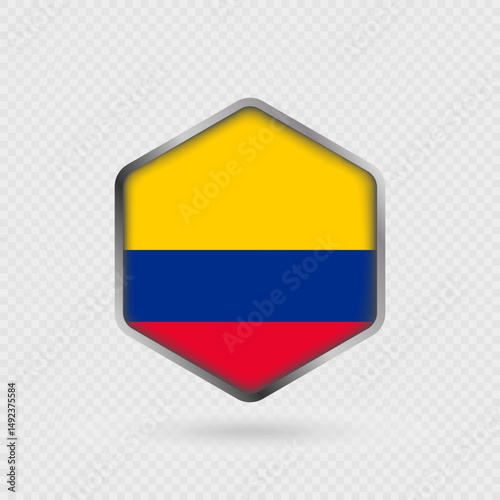 Colombia flag icon in hexagon shape. Free Download Colombia flag icon in hexagon shape. - GFXLoad