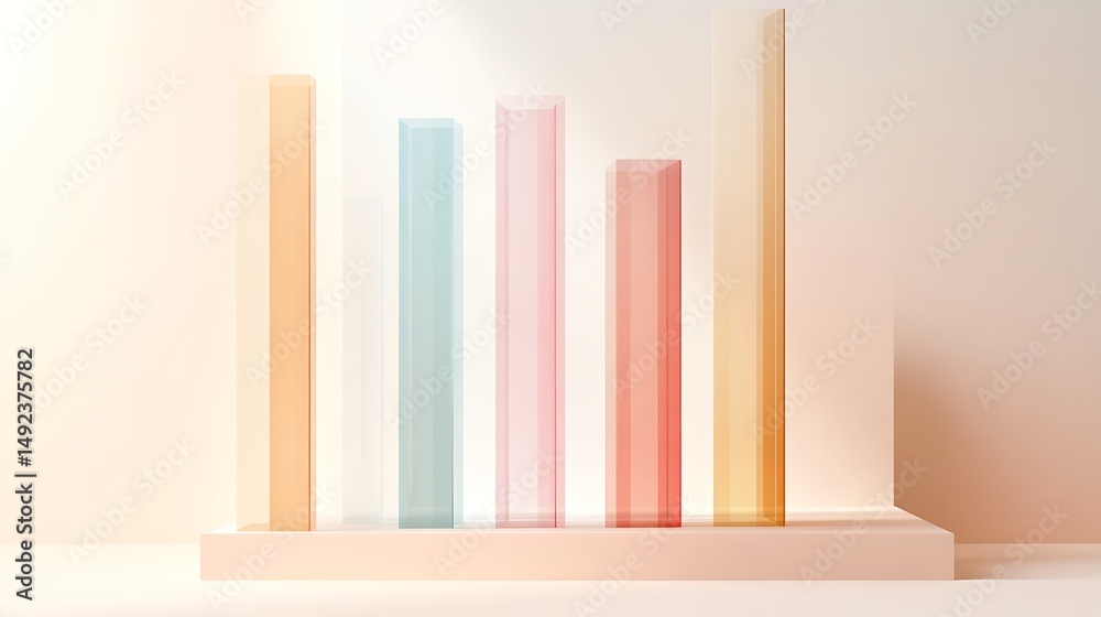 Obraz premium Minimalist bar chart design with bold, clean lines in soft colors