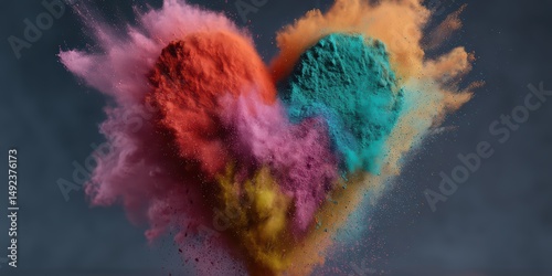 Heart-Shaped Color Explosion on Dark Background is a professional-grade stock image suitable for editorial use, social storytelling, cultural representation, and marketing visuals.