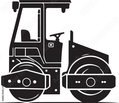 Road Roller Silhouette Vector Set