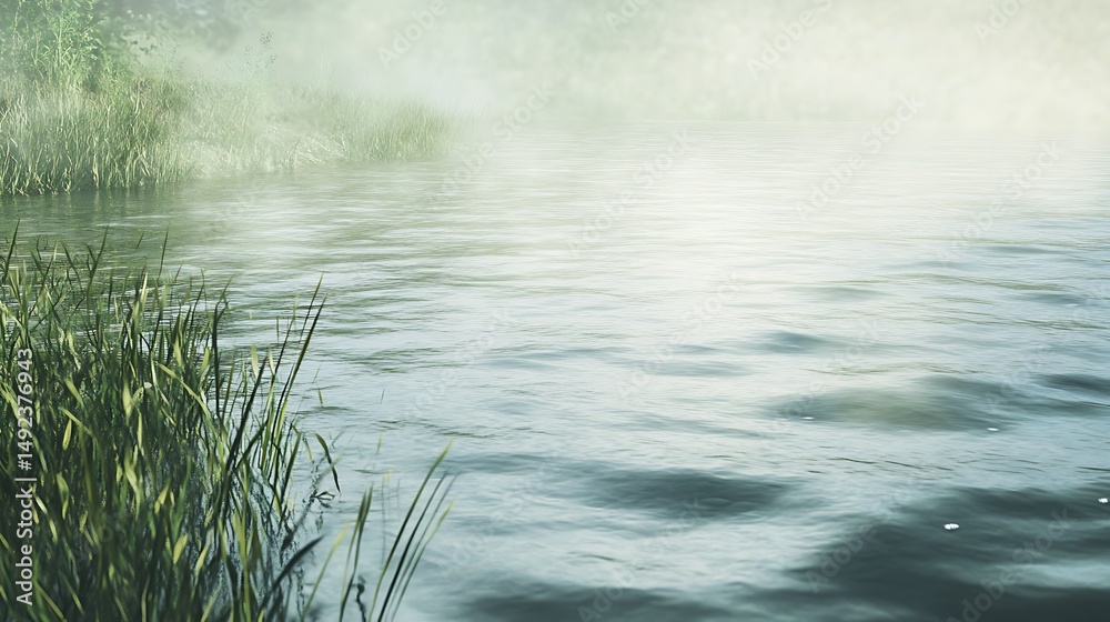 Misty morning lake scene Misty morning lake scene