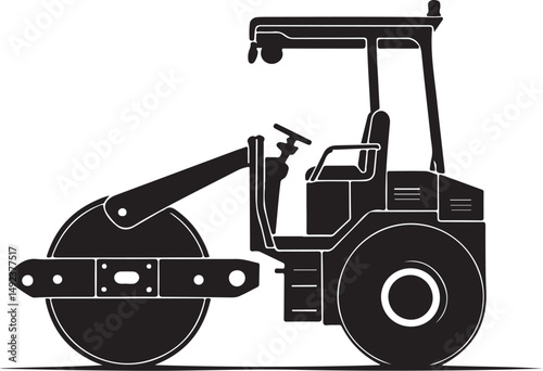 Road Roller Silhouette Vector Set