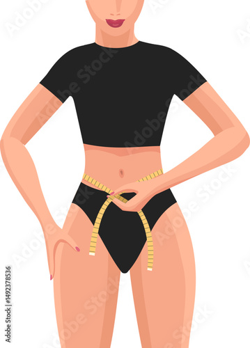 Fitness woman with measure tape