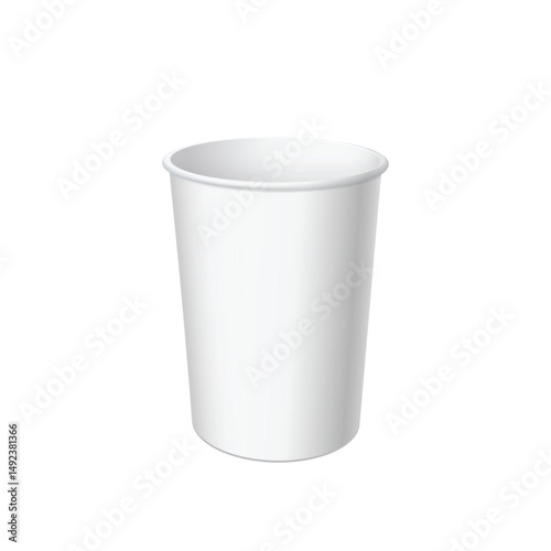 Realistic White Disposable Paper bucket for fast food. Pack for chicken, fries, popcorn..Mock up for brand template. vector illustration.