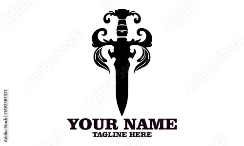 Ancient dagger. print or tattoo design vector illustration, ancient dagger vector design and ancient dagger logo icon