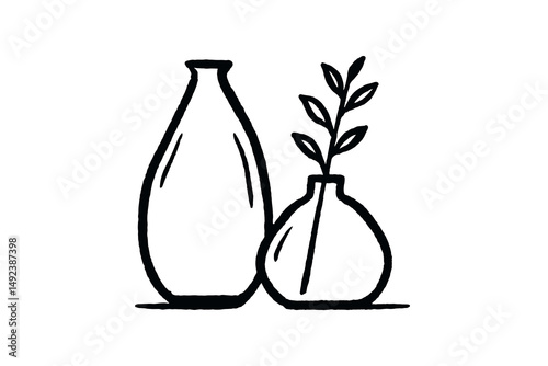 vase still life black outline vector illustration