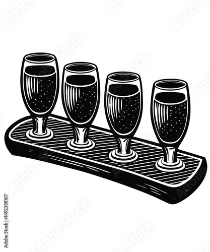 Glasses of champagne arranged on a tray