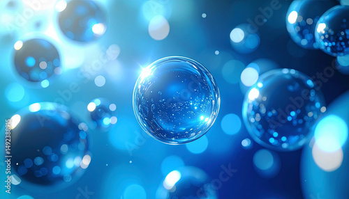 Wallpaper Mural キラキラした、みずみずしい青いバブルの背景 Torontodigital.ca