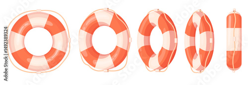 Swimming ring lifebuoy. Swim rings lifebuoy, inflatable float life buoy red lifebelt lifeguard sea rescue rubber circle sos preserver nautical saver view neat vector illustration