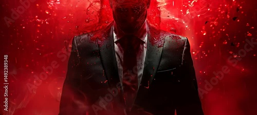 Politician business on dark red background . Evil corrupt and bribe illegal criminal crime concept Generative video AI technology.