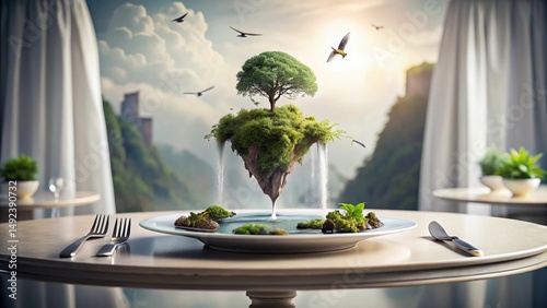 Enchanted Floating Island A Miniature Ecosystem on a Plate